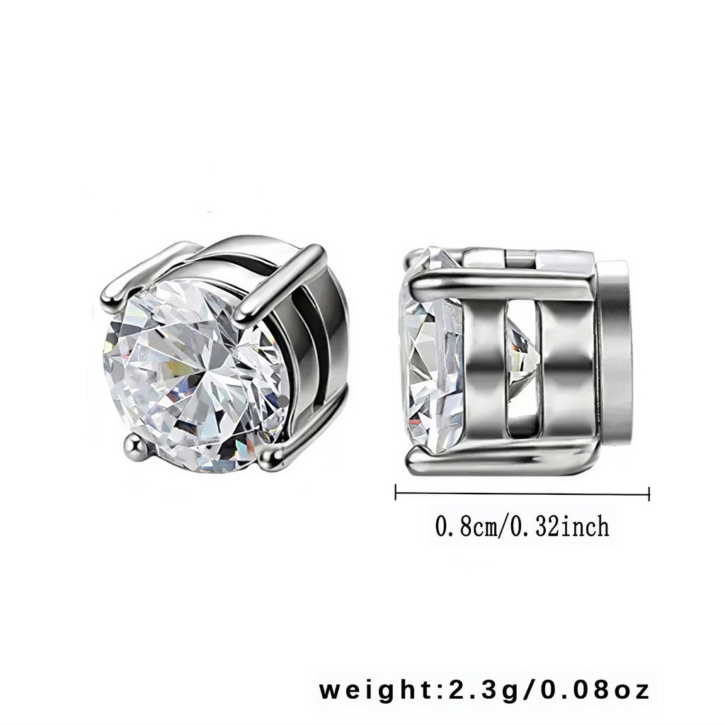 Jstyle 6-8mm magnetic CZ clip-on earrings in a two-pair set