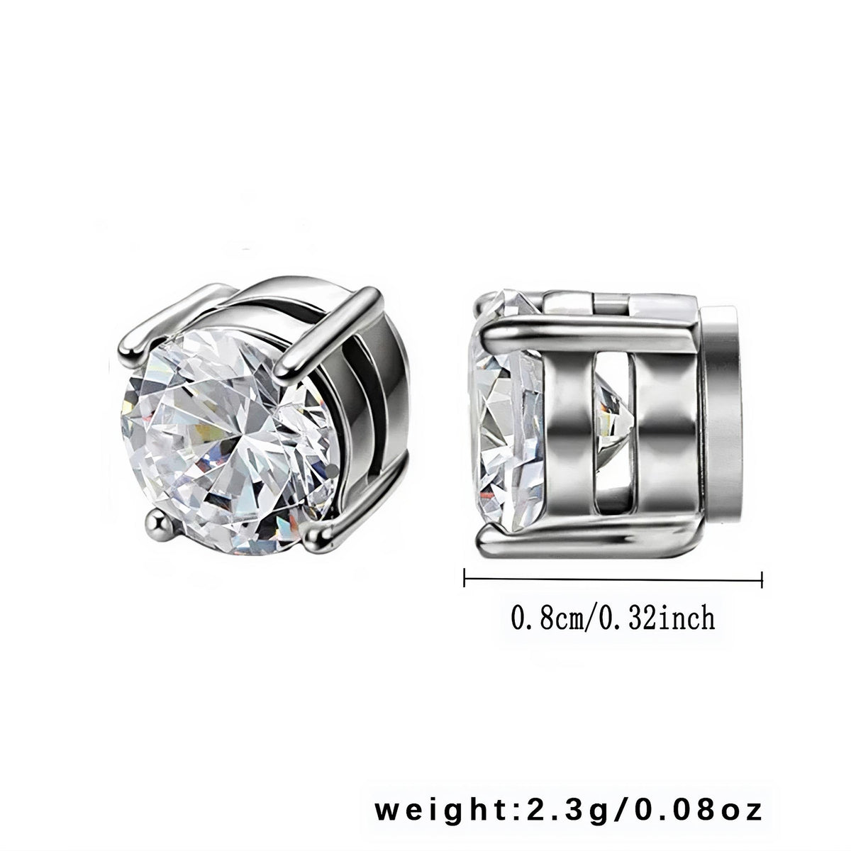 Jstyle 6-8mm magnetic CZ clip-on earrings in a two-pair set