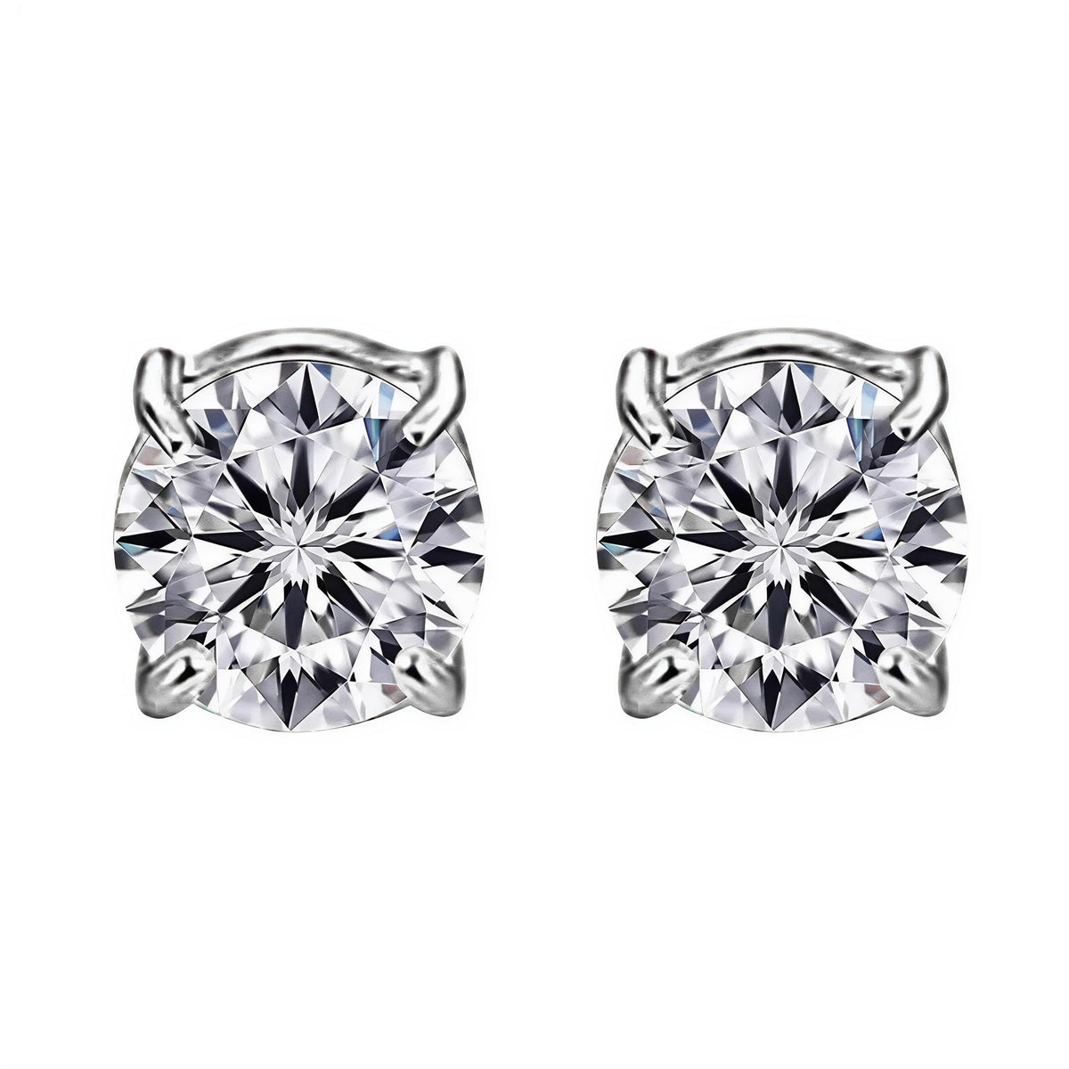 Jstyle 6-8mm Magnetic CZ Clip-On Earrings, 2 Pairs