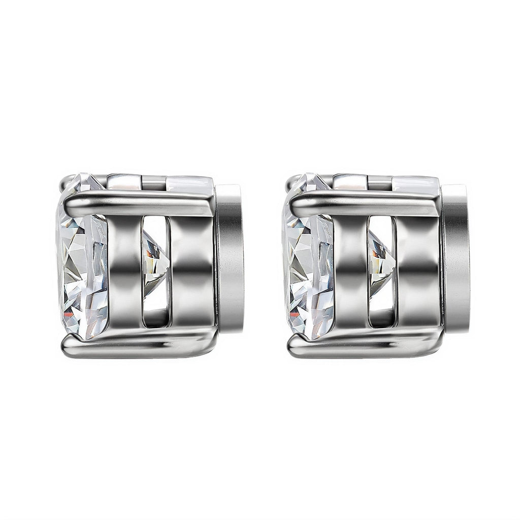 Jstyle 6-8mm Magnetic CZ Clip-On Earrings, 2 Pairs
