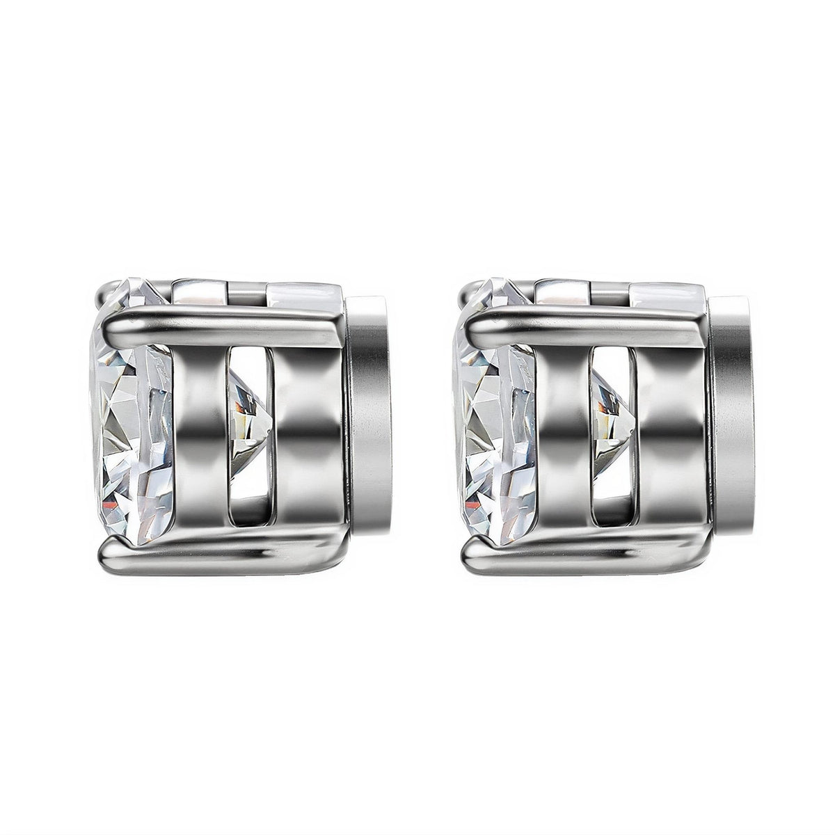 Jstyle 6-8mm Magnetic CZ Clip-On Earrings, 2 Pairs